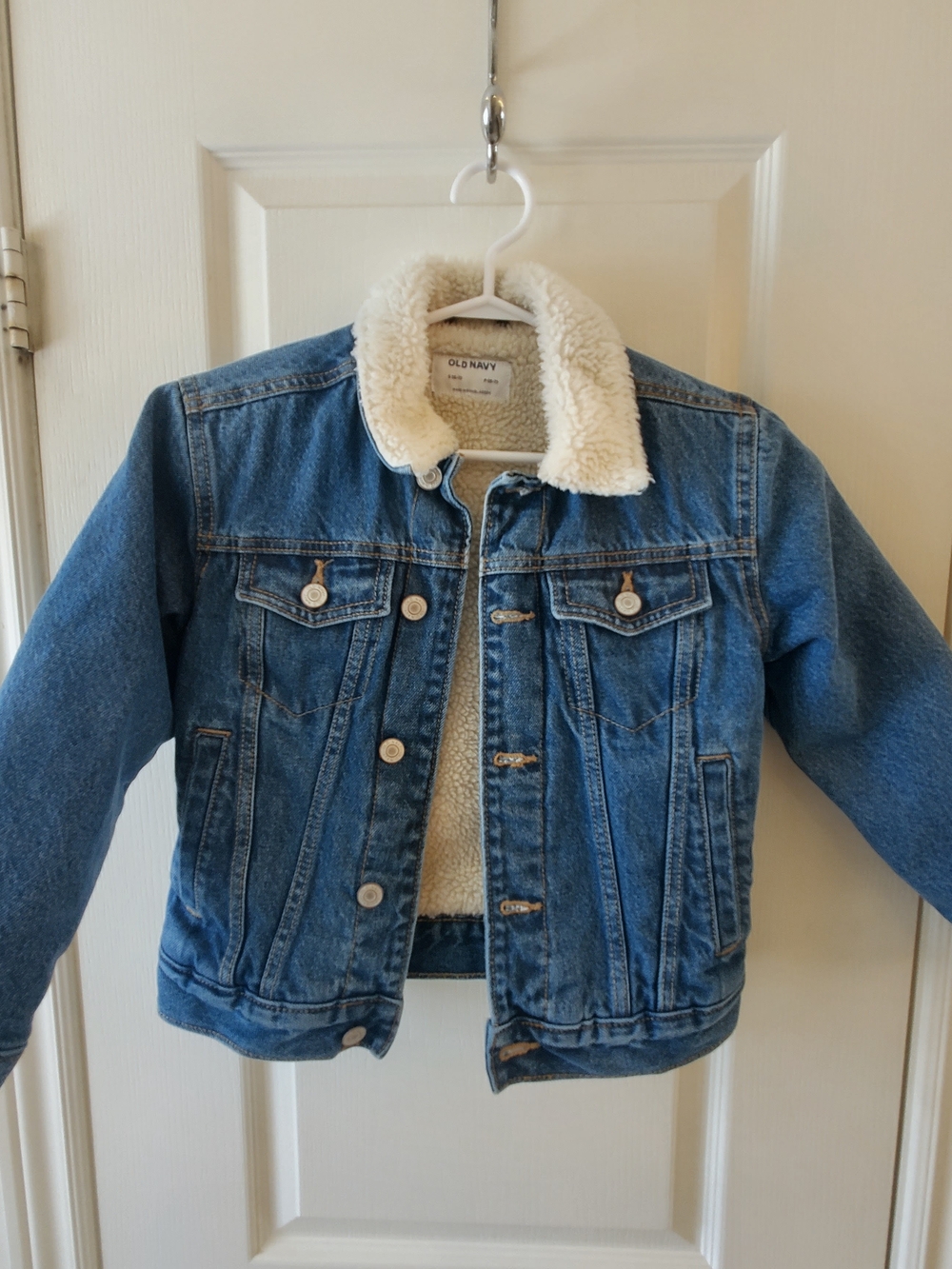Old Navy Kids Denim Jacket with Cream Sherpa Collar & Lining